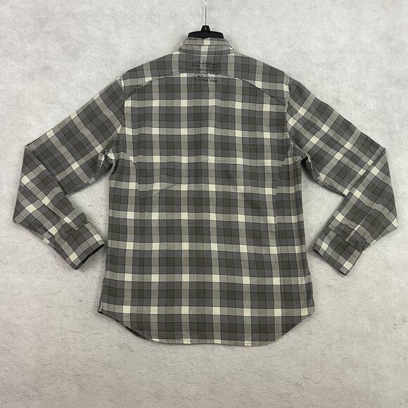 G-STAR Waterpatrol Shirt Mens Large Gray Plaid Flannel Zip Button Up - Picture 8 of 16